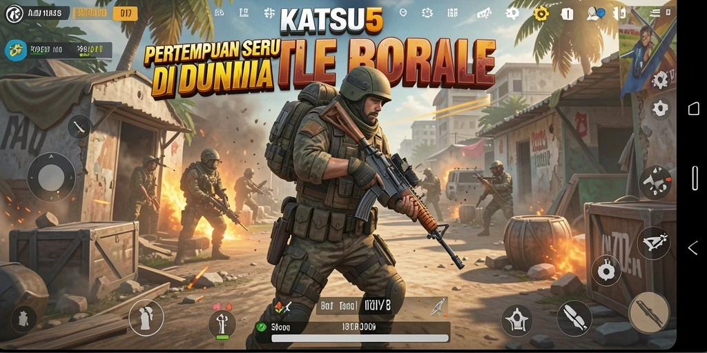 Screenshot menunjukkan pertarungan epik dalam KATSU5 Battle Royale.