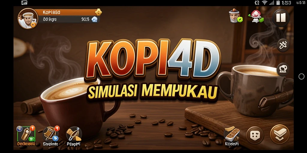 Tangkapan layar KOPI4D menunjukkan gameplay menarik saat meramu kopi.