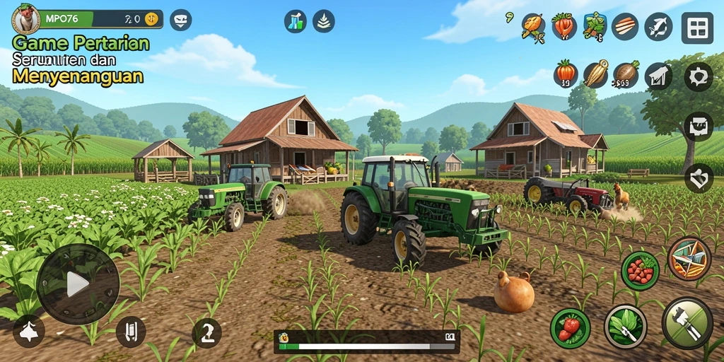 Gameplay MPO76 menampilkan aktivitas bertani yang mengasyikkan.
