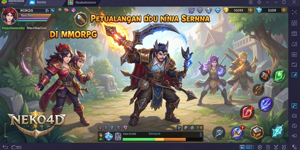 Tangkapan layar NEKO4D menampilkan aksi pertarungan seru dalam dunia MMORPG.