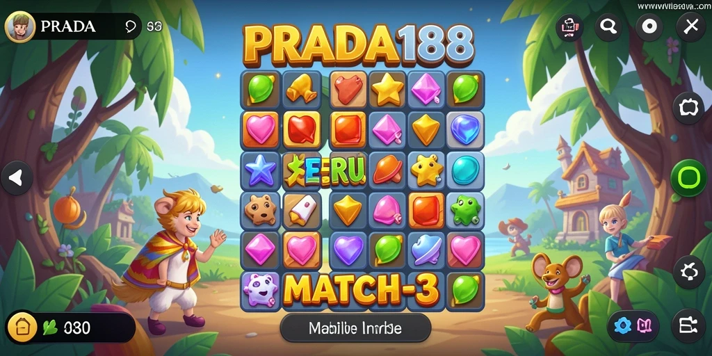 Tangkapan layar gameplay seru PRADA188 dalam aksi Match-3.