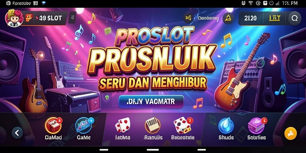 Tampilan gameplay PROSLOT yang seru dengan musik dan tantangan.