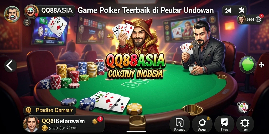 Tampilan gameplay seru di QQ88ASIA menampilkan keseruan bermain poker.