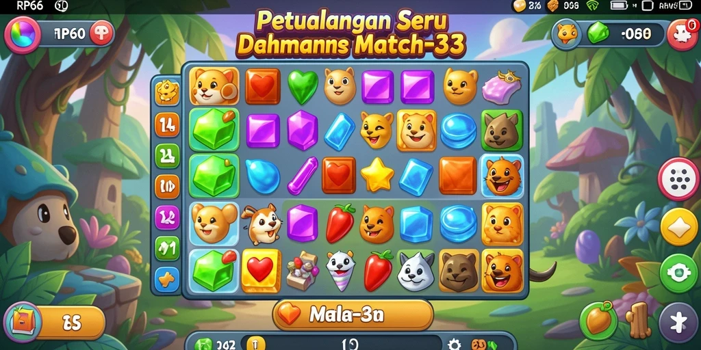 Screenshot gameplay RP66 yang menampilkan keseruan mencocokkan buah.