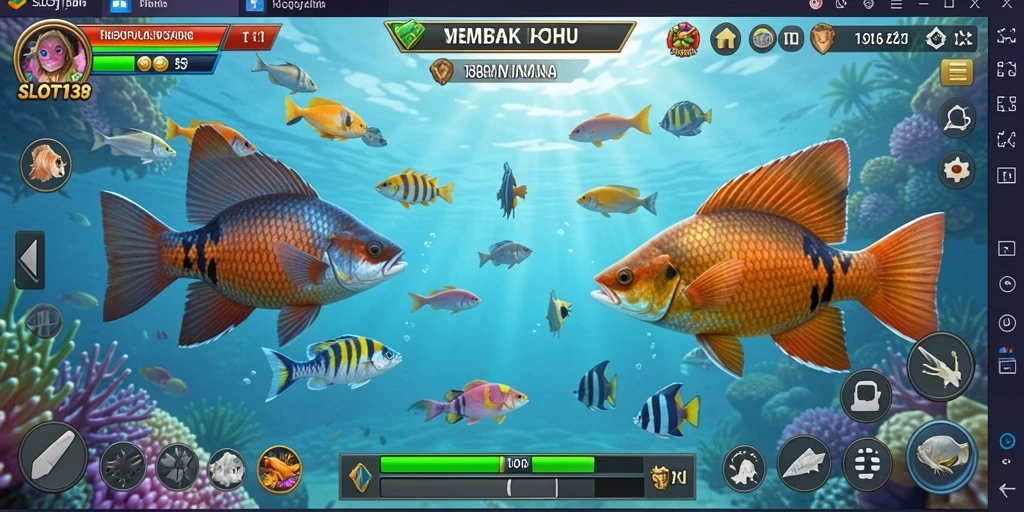 Tampilan gameplay SLOT138 yang menarik dan seru saat menangkap ikan.