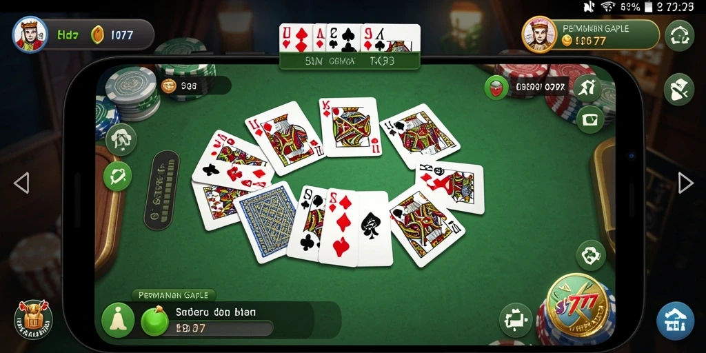 Tampilan gameplay SVIP777 dengan suasana bermain Gaple yang menggembirakan.