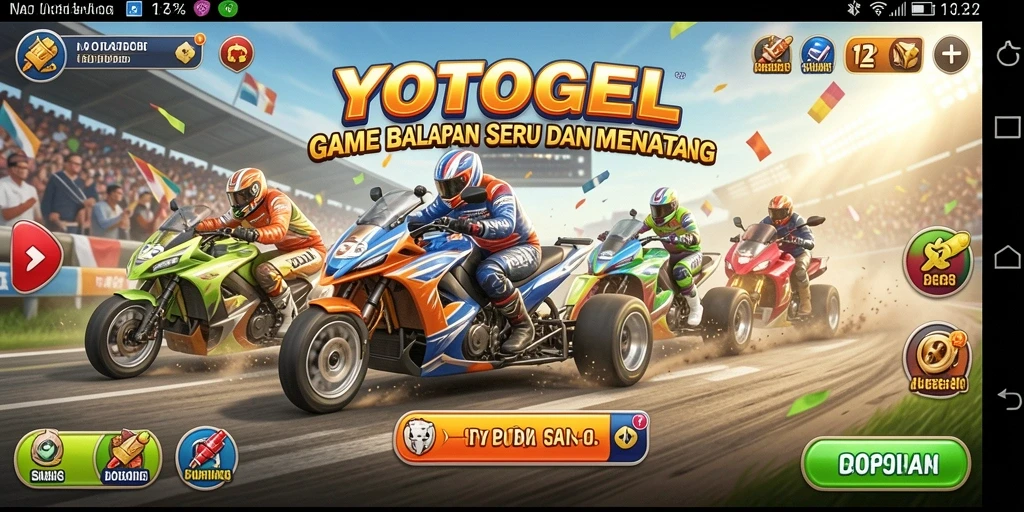Tampilan gameplay YOTOGEL dengan lintasan balap yang menegangkan.